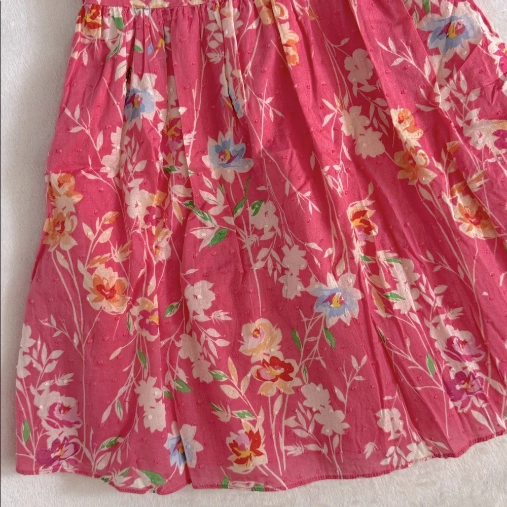 Bloome de jeune fille | Floral Print Swiss Dot Sleeveless Dress Coral Pink (8) - Picture 4 of 16